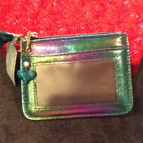 Irredescent coin, card carrier key chain purse. - Picture 2 of 8